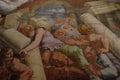 Detail view over the famous fresco, The fall of the giants, Te Palace, Mantua, Italy